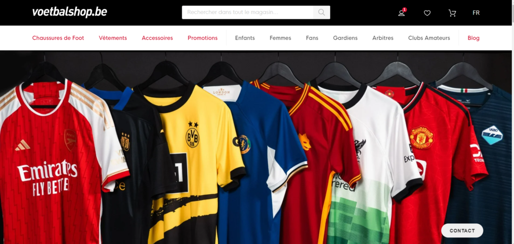 capture d'écran de l'accueil d'un site qui classe les 10 plus beaux maillots de foot de la saison 2023-2024